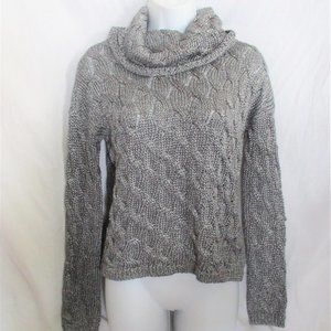 ALICE + OLIVIA SCOOP Knit TURTLENECK Sweater Top Pullover METALLIC SILVER S/P